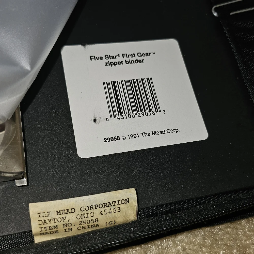 Mead Five Star Trapper Keeper Black 3 Ring Binder Zipper School Student VTG 1991